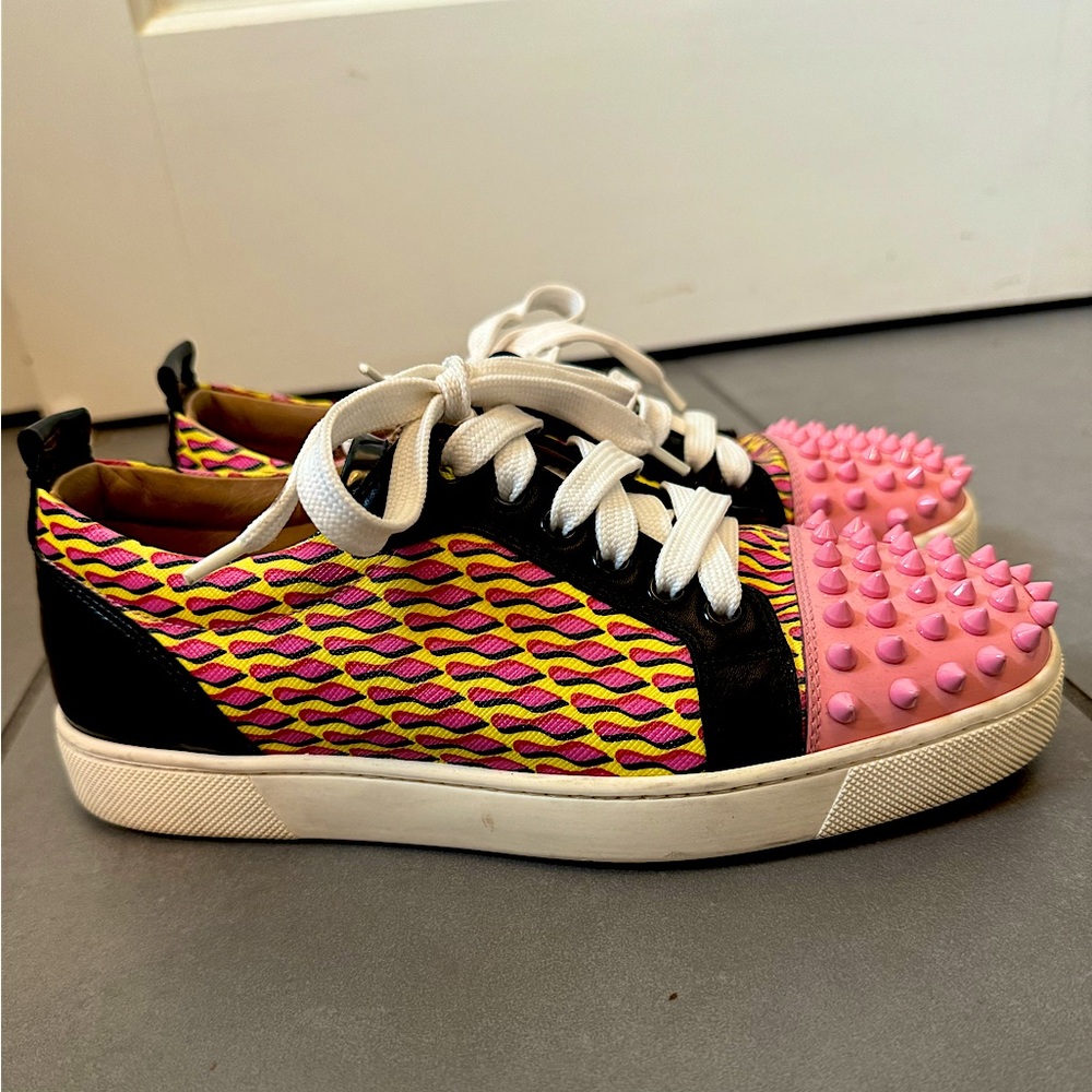 Authentic Christian Louboutin Spike sneakers in yellow/pink/black size 37- EUC